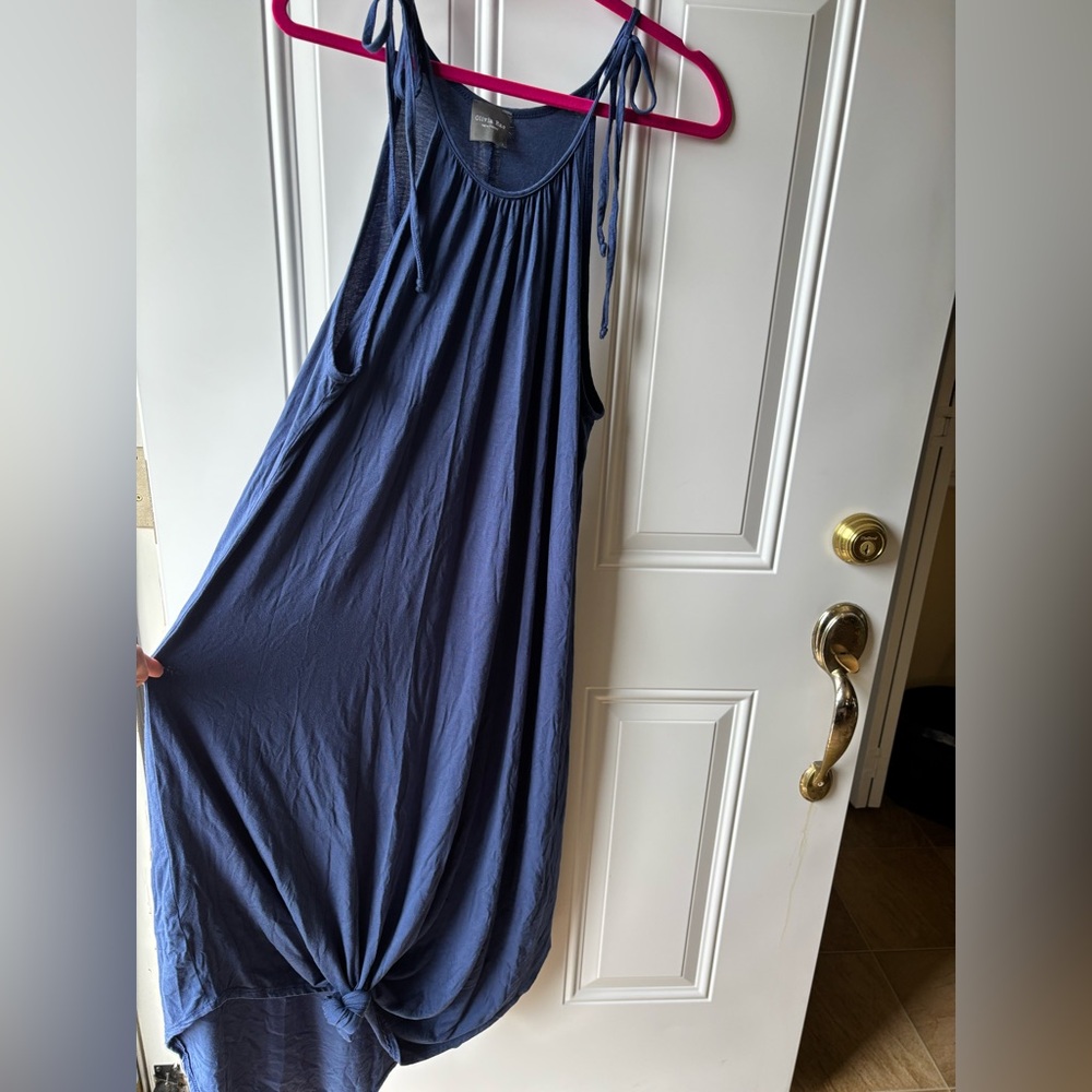 Olivia Rae Blue Ruched Halter Maxi Sundress